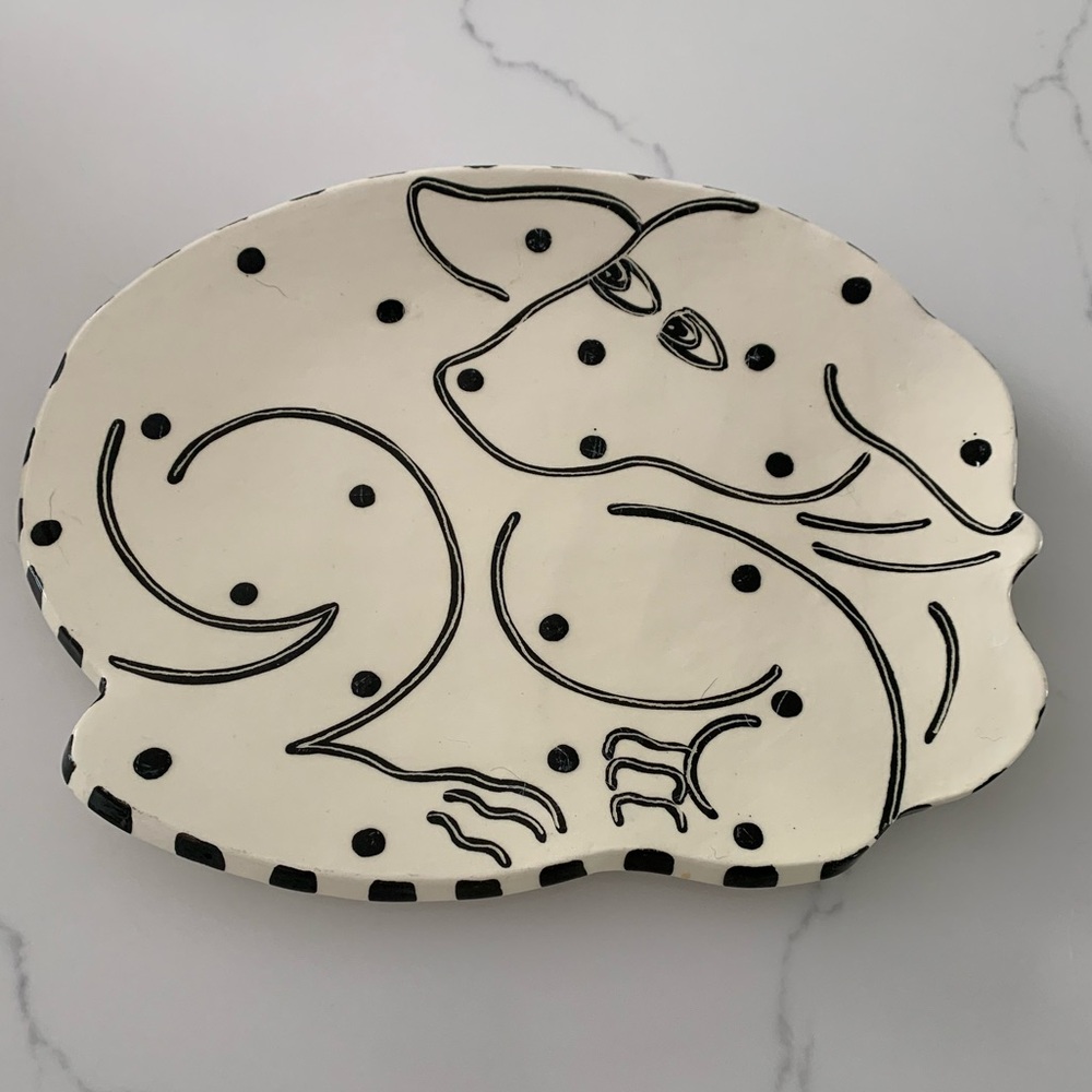 Alison Palmer Pottery Ceramic Whimsical Dog Dalmatian Serving Tray Plate
Signed
